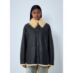 Acne Studios Women Shearling-Collar Leather Jacket